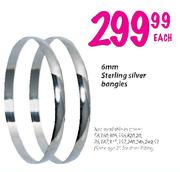 6mm Sterling Silver Bangles Each