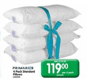 Primaries Standard Pillows-4's Per Pack