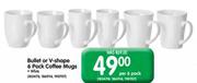 Bullet Or V-Shape Coffee Mugs White-6's Per Pack