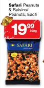 Safari Peanuts & Raisins/Peanuts - 500gm Each