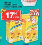 Danone Ultra Mel Vanilla Custard Regular/Zero-1L Each