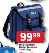 Eco 3-Division School Backpack Drawstring