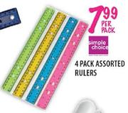 Simple Choice 4 Pack Assorted Rulers-Per Pack