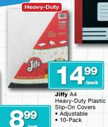 Jiffy A4 Adjustable Heavy-Duty Plastic Slip-On Covers-10 Pack
