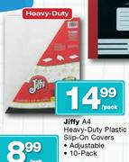 Jiffy A4 Heavy Duty Plastic Slip On Covers-10 Pack
