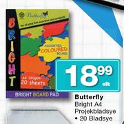Butterfly Bright A4 20 Bladsye Projekbladsye-Elk