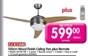 Goldair Wood Finish Ceiling Fan Plus Remote (GCF2012R)-120cm