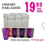 Grip Hi-Ball Glasses-6's Per Pack 