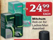 Mitchum Roll-on for Ladies/Men-50ml Each
