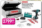 Makita 18V Li-Ion Impact Drill Plus 67 Piece Accessory Set-Per Set