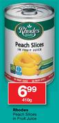 Rhodes Peach Slices In Fruit Juice-410g