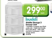 Buddi Mobile Storage 3 Drawer Unit-Each