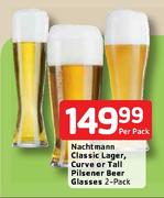 Nanhtmann Classic Lager,Curve Or Tall Pilsener Beer Glasses-2-Pack Per Pack