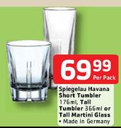 Spiegelau Havana Short Tumbler-176ml,Tall Tumbler-366ml Or Tall Martini Glass-Per Pack