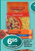 Fatti's & Moni's Spaghetti/Macaroni -500g Each