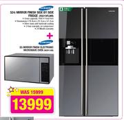 Samsung Mirror Finish Side By Side Fridge-524ltr+Samsung Mirror Finish Electronic Microwave Oven-32l