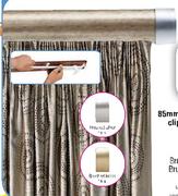 85mm Contemporary Curtain Track Clip-On Wood(Antique Silver) Brushed Silver Finial