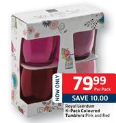 Royal Leerdum 4-Pack Coloured Tumblers Pink And Red