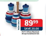 PnP 4-Piece Nautical Stripe Condiment Set