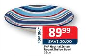 PnP Nautical Stripe Round Shallow Bowl-32cm