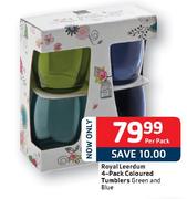 Royal Leerdum Coloured Tumblers Green And Blue-4 Pack 