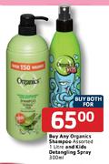 Organics Shampoo Assorted-1L & Kids Detangling Spray-300ml