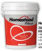 Homestead Acrylic High Cover White/Colours-5L Each