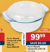 Pyrex Round Casserole With Lid-2.5Lre