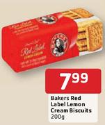 Bakers Red Label Lemon Cream Biscuits-200Gm