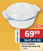 Pyrex Round Casserole With Lid-1Lre