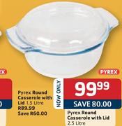 Pyrex Round Casserole With Lid-1.5L