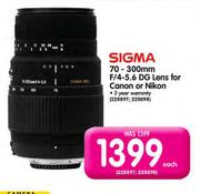 Sigma 70-300mm F/4-5.6 DG Lens For Canon Or Nikon-Each