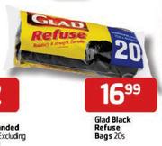 Glad Black Refuse Bags - 20's