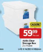 Addis Clear Storage Box - 2 x 11Ltr  Per Set