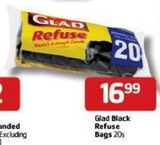 Glad Black Refuse Bags-20's