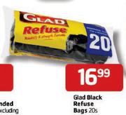 Glad Black Refuse Bags- 20's