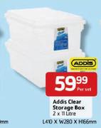 Addis Clear Storage Box-2 x 11Ltr-Per Set