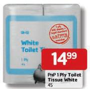 PnP 1 Ply Toilet Tissue White-4's