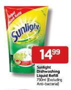 Sunlight Dishwashing Liquid Refill 750ml(Excluding Anti-Bacterial)