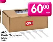 Aro Plastic Teaspoons(White)-500's Per Pack Each