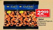 Safari Peanuts/peanuts & Raisins-500gm Each