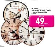 Accent 33cm MDF Wall Clocks-Each