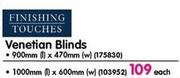 Finishing Touches Venetian Blinds-1000mm(l) X 600mm(w)Each