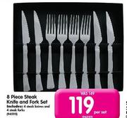 8 Piece Steak Knife And Fork Set-Per Set