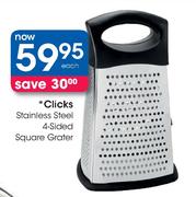 Clicks Stainless Steel 4-Sided Square Grater-Each