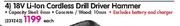 Bosch 18V Li-lon Cordless Drill Driver Hammer-Each