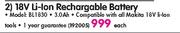 Makita 18V Li-lon Rechargable Battery(BL1830)-Each