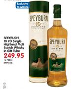 Speyburn 10 Yo Single Highland Malt Scotch Whisky In Gift Tube-1X750ml