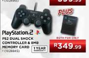 Playstation 2 Dual Shock Controller & 8MB Memory Card 