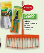 Adlus Rake, Pruner & Gloves Combo Set-per set